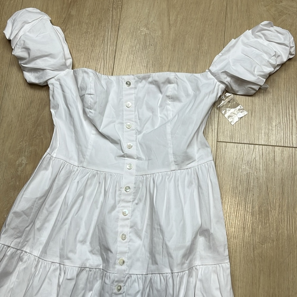 Staud White Elio Midi Dress, SIZE 6 1657 - Picture 7 of 9